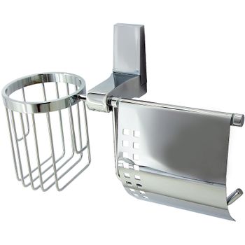 Держатель туалетной бумаги и освежителя воздуха WasserKRAFT Lopau K-6059 с крышкой Хром — фото 1, Держатели туалетной бумаги