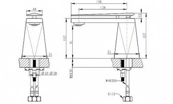 Смеситель для раковины Bravat Diamond F118102G-1-ENG Золото — фото 2, Смесители для раковины