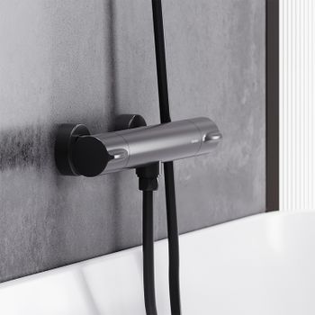 Смеситель для душа Damixa Scandinavian Pure 366000300 с термостатом Черный матовый — фото 2, Смеситель для душа