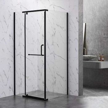 Душевой уголок Veconi Rovigo RV-18B 80х80 RV18B-80-01-C6 профиль Черный матовый стекло прозрачное — фото 1, Квадратные душевые уголки