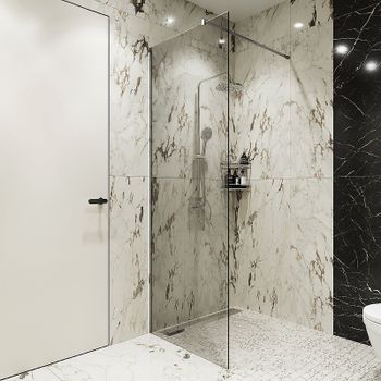 Душевая перегородка STWORKI Берген 80 MV-BE-80-CR профиль Хром глянцевый стекло прозрачное — фото 1, Душевые перегородки