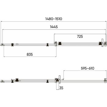 Душевая дверь Veconi Vianno VN-74B 150 VN74B-150-01-C4 профиль Черный матовый стекло прозрачное — фото 3, Раздвижные душевые двери