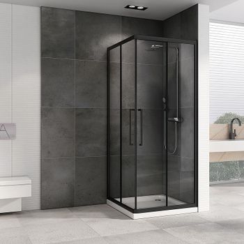 Душевой уголок Abber Schwarzer Diamant 100х100 AG02100BH профиль Черный стекло прозрачное — фото 1, Квадратные душевые уголки