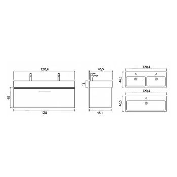 Тумба под раковину Creto Milano 120 5-1393-1394SO подвесная Sorano — фото 7, Тумбы под раковину