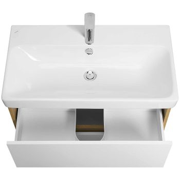 Тумба под раковину Aquaton Сканди 80 1A283001SDZ90 подвесная Белый глянец Дуб рустикальный — фото 4, Тумбы под раковину