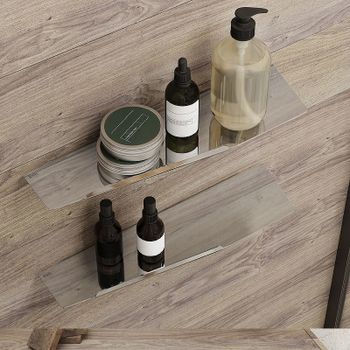 Полка стеклянная Iddis Slide SLISC00i44 Хром — фото 3, Полки для ванной и душа