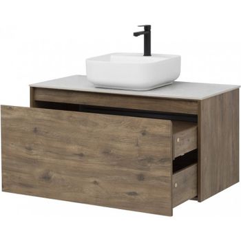 Тумба под раковину Aquanet Nova Lite 100 249520 подвесная Дуб рустикальный — фото 4, Тумбы под раковину