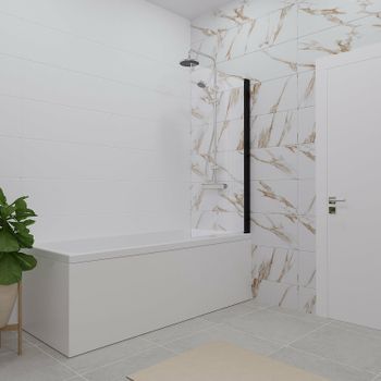 Шторка на ванну Triton Соло-Блэк 75х140 Щ0000051154 профиль Черный стекло прозрачное — фото 1, Шторки для ванной распашные