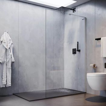 Душевая перегородка Veconi Korato KR-77 80 KR77-80-01-C8 профиль Хром стекло прозрачное — фото 1, Душевые перегородки