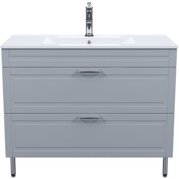 Тумба с раковиной Iddis Oxford 100 OXF10L1i95K Светло-серая — фото 1, Тумбы с раковиной