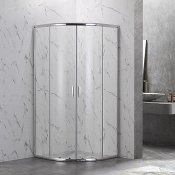 Душевой уголок Veconi Rovigo RV-202 80х80 RV202-80-01-C6 профиль Хром стекло прозрачное — фото 1, Душевые уголки четверть круга