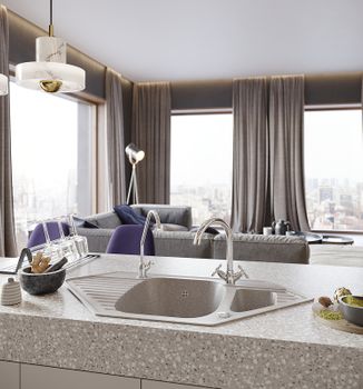 Кухонная мойка Domaci Бьелла DMC-10K GWS-10K-310 Серая — фото 2, Кухонные мойки