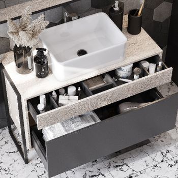 Тумба под раковину Aquaton Лофт Урбан 100 1A247701LQX60 подвесная Cерый графит Дуб орегон — фото 15, Тумбы под раковину