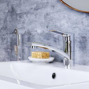 Смеситель для раковины Damixa Jupiter 770230001 с гигиеническим душем Хром — фото 5, Смесители для раковины