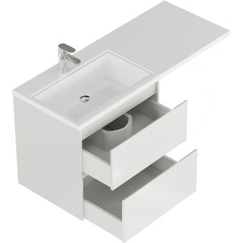 Тумба с раковиной Creto Cafor 130 L 19-W130L подвесная Белый глянец — фото 5, Тумбы с раковиной