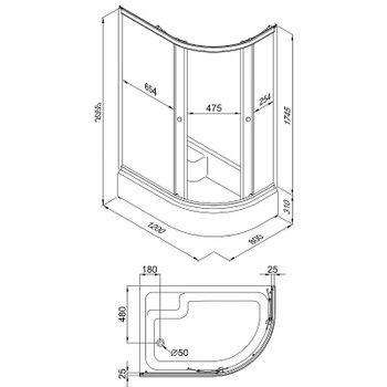 Душевой уголок Triton Коралл 120х80 В L Щ0000061782 профиль Белый стекло прозрачное с узором — фото 5, Асимметричные душевые уголки