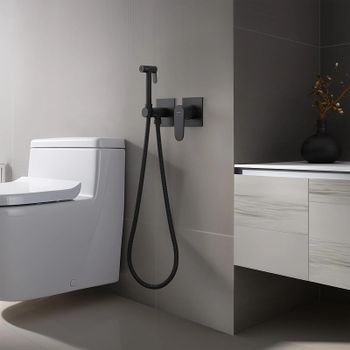 Гигиенический душ со смесителем Aquatek Оберон AQ1220MB Черный матовый — фото 2, Гигиенические души