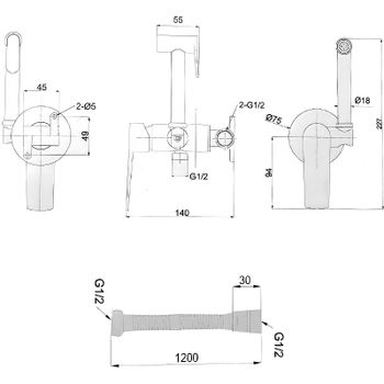 Гигиенический душ со смесителем WellWant WWG00010B Черный матовый — фото 2, Гигиенические души