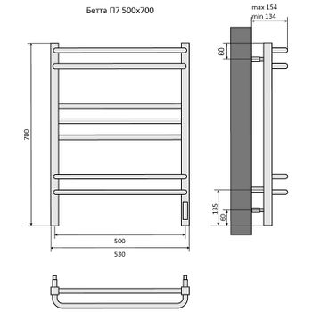 Электрический полотенцесушитель Aquatek Бетта П7 500x700 AQ EL KRC0770BL Черный муар — фото 18, Электрические полотенцесушители