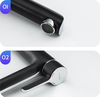 Смеситель для раковины Gappo G03-6 G1003-16 Черный матовый Хром — фото 2, Смесители для раковины