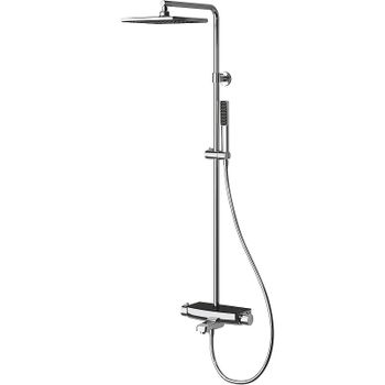 Душевая система Teska Mira DK3602C с термостатом Хром Черное стекло — фото 1, Душевые стойки