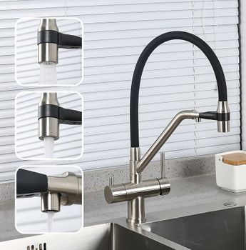 Смеситель для кухни Gappo G4398-85 Сатин Черный — фото 4, Смесители для кухни