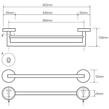 Полотенцедержатель Bemeta Sablo 160204052 двойной Золото матовое — фото 2, Полотенцедержатели