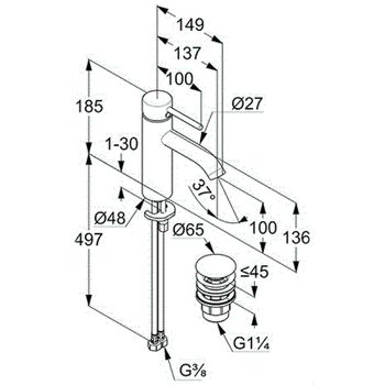 Смеситель для раковины Kludi Bozz 38288N076 Золото брашированное — фото 2, Смесители для раковины