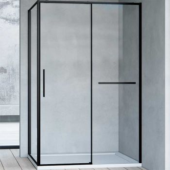 Душевой уголок Vincea Slim Soft 110х100 VSR-1SS1011CLB профиль Черный стекло прозрачное — фото 1, Прямоугольные душевые уголки