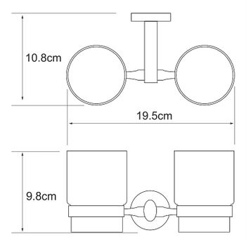 Стакан для зубных щеток WasserKRAFT Rhein K-6228D двойной Хром — фото 3, Стаканы для зубных щеток