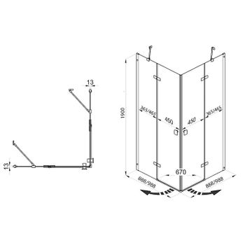 Душевой уголок Triton Дельта-Хром 90х90 Щ0000054216 профиль Хром стекло прозрачное — фото 12, Квадратные душевые уголки