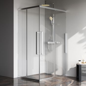 Душевой уголок AM.PM Func 120x90 W84G-403-12090-MТ профиль Хром матовый стекло прозрачное — фото 7, Прямоугольные душевые уголки