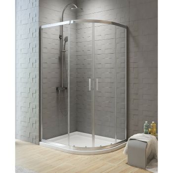 Душевой уголок New Trendy New Varia Chrome 100х80 K-0507 профиль Хром стекло прозрачное — фото 2, Асимметричные душевые уголки