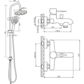 Душевая система Orange Karl M05-932b Черная — фото 13, Душевые стойки