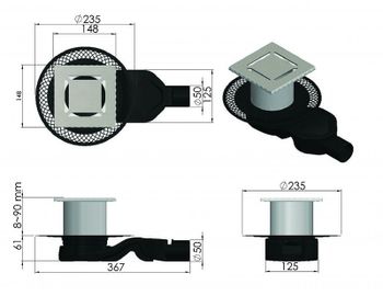 Душевой трап Berges Platz Norma 150x150 090159 с решеткой Хром матовый — фото 7, Трапы для душа