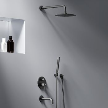Душевая система Damixa Scandinavian Pure 936510300 Черная матовая — фото 1, Встраиваемые душевые комплекты