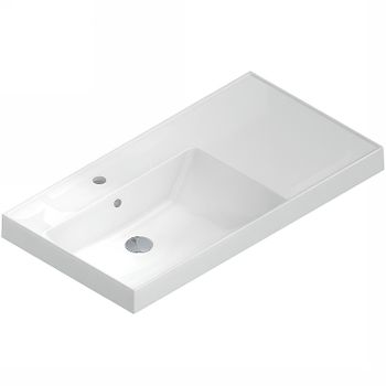 Раковина Kerama Marazzi Cubo 90 L CU.wb.90lh Белая глянцевая — фото 1, Раковины встраиваемые сверху