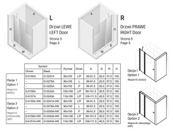 Душевая дверь New Trendy New Soleo Black 90 L D-0279A профиль Черный стекло прозрачное — фото 9, Распашные душевые двери