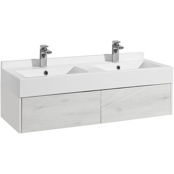 Тумба под раковину Aquaton Сакура 120 1A219701SKW80 подвесная Ольха наварра Белый глянец — фото 1, Тумбы под раковину