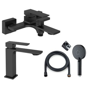 Комплект смесителей Orange Lutz M04-311b Черный матовый — фото 2, Готовые комплекты для ванной комнаты