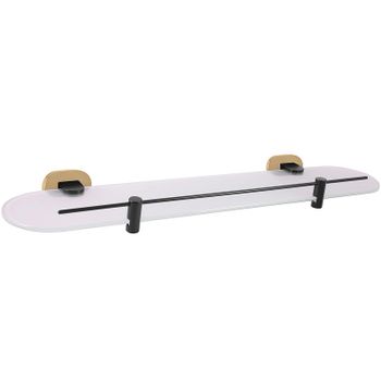 Стеклянная полка Rav Slezak Yukon YUA0900/50CMATZ Черный матовый Золото — фото 1, Полки для ванной и душа