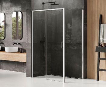 Душевой уголок New Trendy Prime Chrome 140х100 L D-0306A/D-0125B профиль Хром стекло прозрачное — фото 2, Прямоугольные душевые уголки