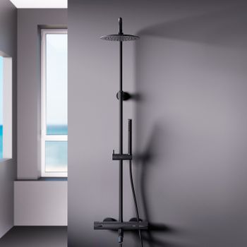 Душевая система Damixa Scandinavian Pure 936810300 с термостатом Черная матовая — фото 3, Душевые стойки
