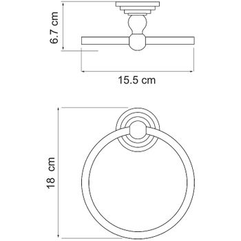 Кольцо для полотенец WasserKRAFT Ammer K-7060 Хром матовый — фото 3, Полотенцедержатели