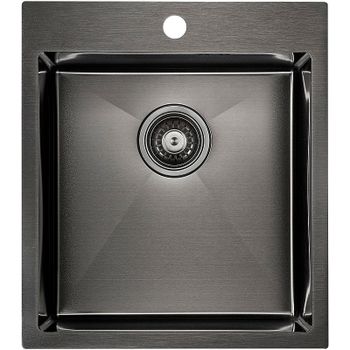 Кухонная мойка Paulmark Kroner 45 PM214551-GM Вороненая сталь — фото 1, Кухонные мойки