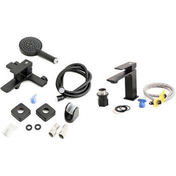 Комплект смесителей Orange Lutz M04-311b Черный матовый — фото 15, Готовые комплекты для ванной комнаты