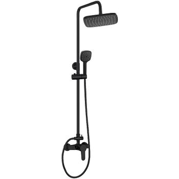 Душевая система Orange OneLife P01-912b Черная матовая — фото 1, Душевые стойки