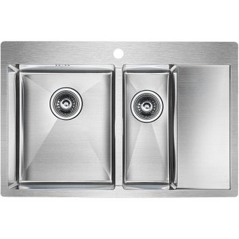 Кухонная мойка Paulmark Kroner 78/2SF PM227851-BSL Брашированная сталь — фото 1, Кухонные мойки