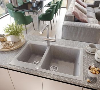 Кухонная мойка Domaci Бьелла DMC-76K GWS-76K-310 Серая — фото 2, Кухонные мойки
