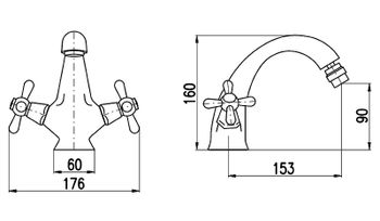 Смеситель для биде Rav Slezak Morava retro MK143.5SM Бронза — фото 2, Смесители для биде